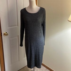 A new day, size XL, long sleeve, calf length dress, dark grey
